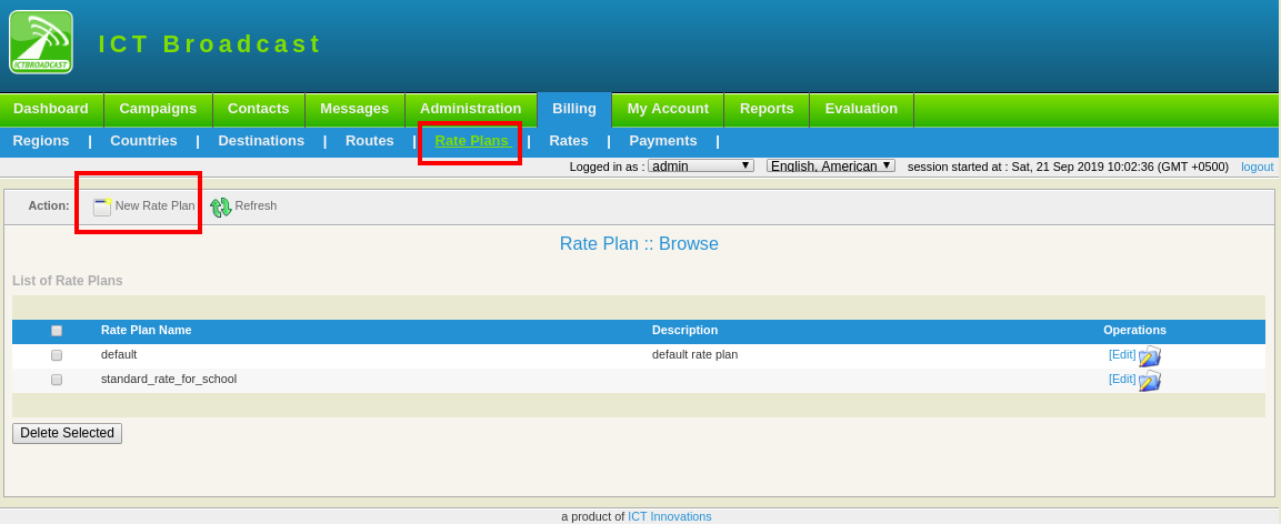 rate plan